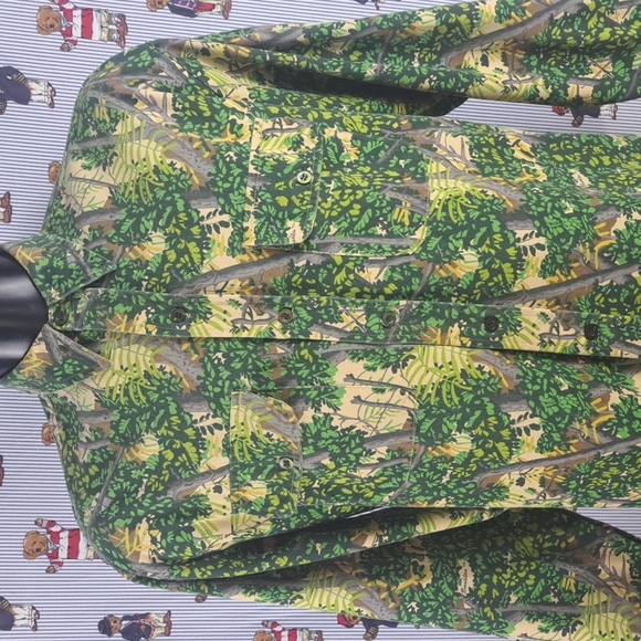 Vintage Y2K Bushlan casual camouflage hunting long sleeve Med button up shirt - Picture 2 of 6